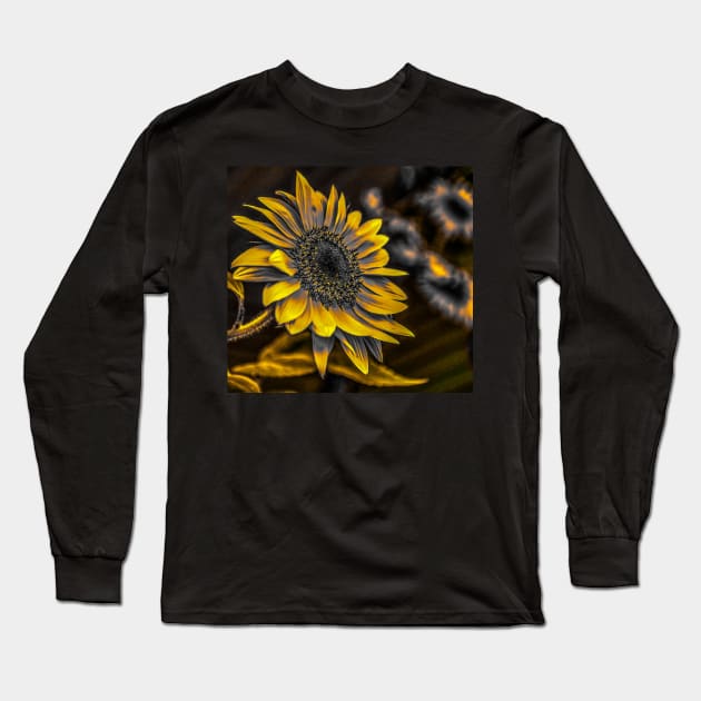 Dark cottage core Sunflower muted yellows Long Sleeve T-Shirt by aadventures